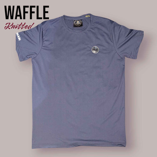 Waffle Knitted (Navy) Super Stretch Round Neck Tee